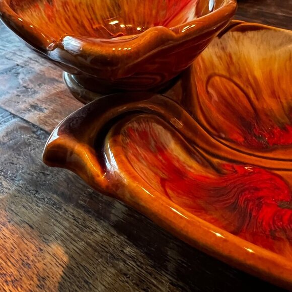 Vintage Maurice Of Calif USA Leaf-Shaped Ceramic Dish - Picture 6 of 11